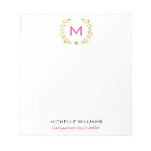 Bloc-note Laurier et pelle de feuille d'or de monogramme