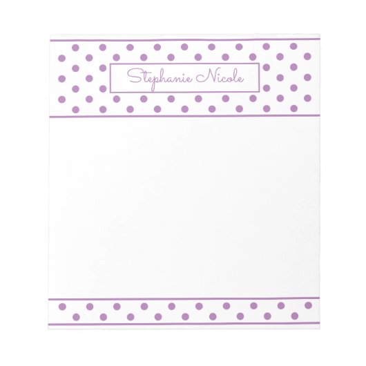 Bloc-note Lavande Polka Simple Dot Personnalisée (Devant)