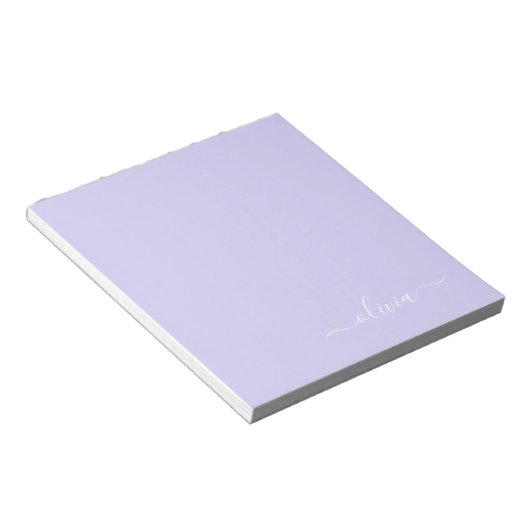 Bloc-note Lavande Purple Script Moderne Fille Monogramme Nom (Incliné)