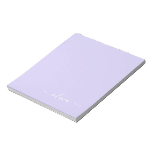 Bloc-note Lavande Purple Script Moderne Fille Monogramme Nom (Tourné)