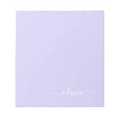 Bloc-note Lavande Purple Script Moderne Fille Monogramme Nom (Devant)