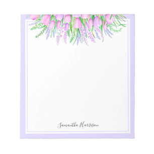 Bloc-note Lavande Tulipes Bouquet Vibes de printemps Florale
