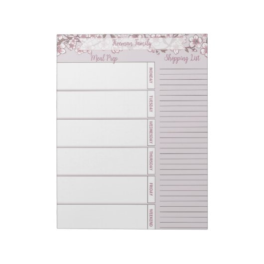 Bloc-note Lavender Floral Weekly Planner Pad (Tourné)