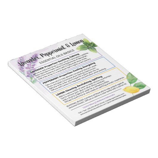 Bloc-note Lavender, Peppermint & Lemon Essential Oil Guide (Incliné)