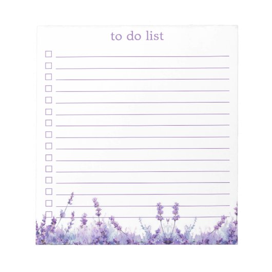 Bloc-note Lavender To Do List Boho Chic Minimalist Floral (Devant)