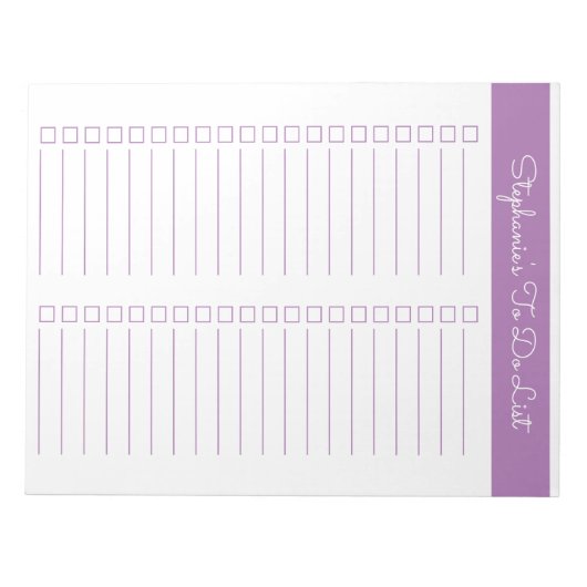 Bloc-note Lavender Vertical 8.5x11 Two Column Checklist (Devant)