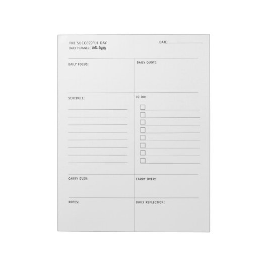 Bloc-note Le jour de succès - Planificateur quotidien (Tourné)