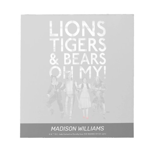 Bloc-note Le Magicien D'Oz™ | Lions Tigres & Ours Oh Mon Die (Devant)