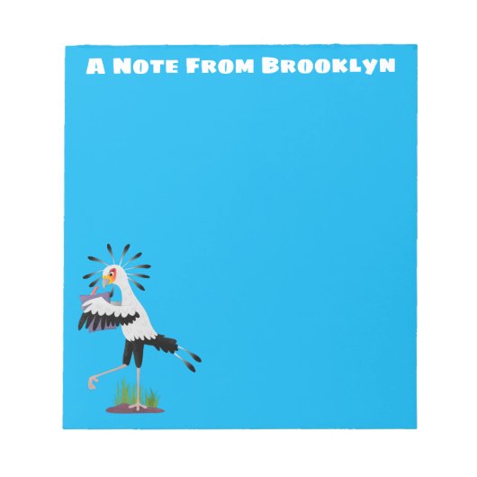 Bloc-note Le mignon secrétaire oiseau écrire des notes dessi (Devant)