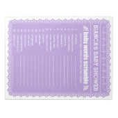 Bloc-note Le mot Scramble Purple Papel Picado Baby shower (Devant)