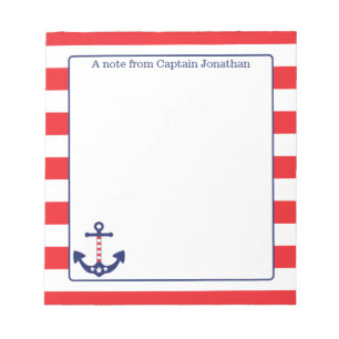 Bloc-note Le rouge patriotique d'Ancre nautique barre le