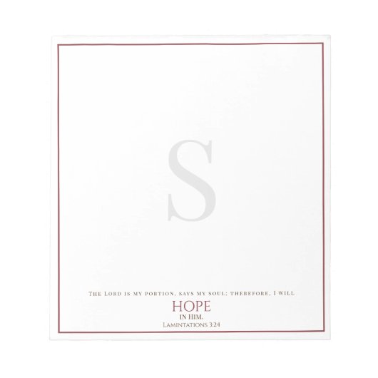 Bloc-note Le Seigneur est Ma Part Profond Monogramme Écritur (Devant)
