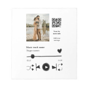 Bloc-note Lecteur de musique couple personnalisé code q r te