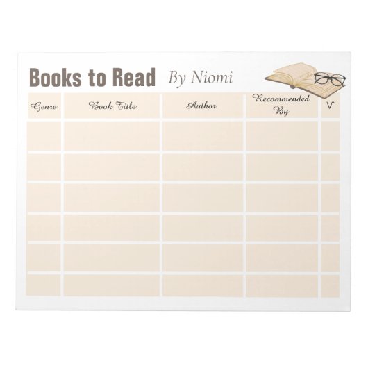Bloc-note Lecture Books Tracker Kids Notepad (Devant)