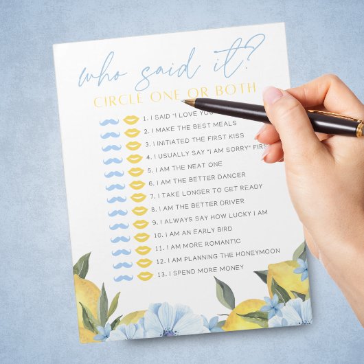 Bloc-note Lemon He Said She Said Shower Game Pack