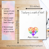 Bloc-note L'enseignement est une oeuvre de coeur empreinte p