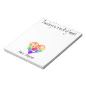 Bloc-note L'enseignement est une oeuvre de coeur empreinte p (Tourné)