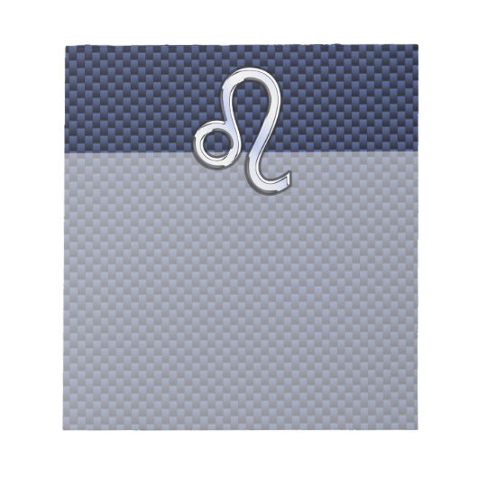 Bloc-note Léo Zodiac Sign on Navy Blue Carbon Fiber Print (Devant)