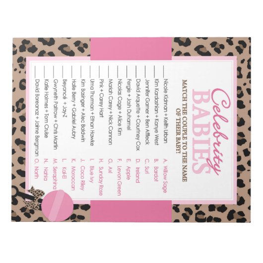 Bloc-note Leopard et rose Celebrity Baby Pack de douche Jeu (Devant)