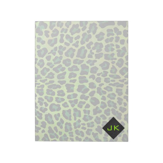 Bloc-note Léopard noir et vert avec Monogramme (Tourné)