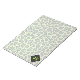 Bloc-note Léopard noir et vert avec Monogramme