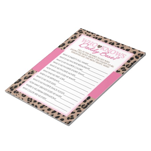 Bloc-note Leopard Qui Connaît Daddy Best Baby shower Game Pa (Incliné)