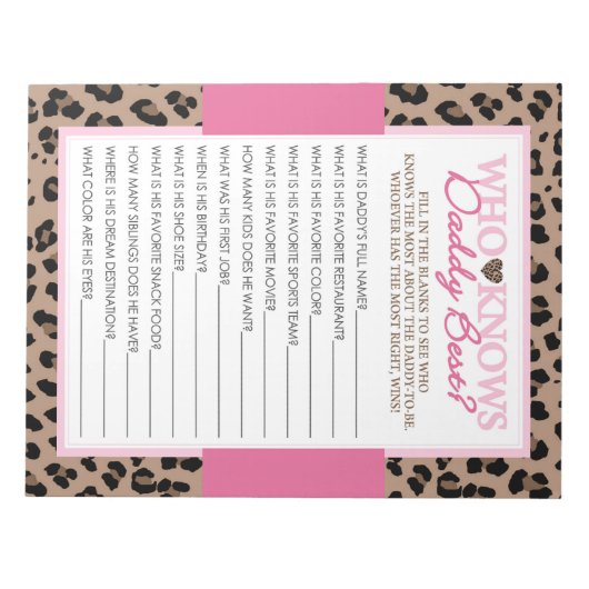 Bloc-note Leopard Qui Connaît Daddy Best Baby shower Game Pa (Devant)