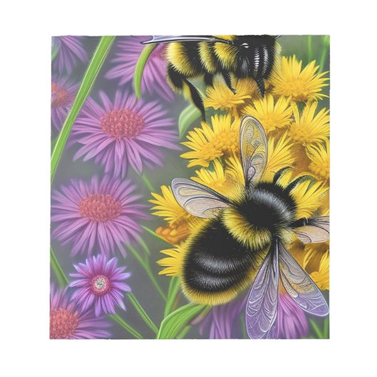 Bloc-note Les abeilles dans une prairie à fleurs (Devant)