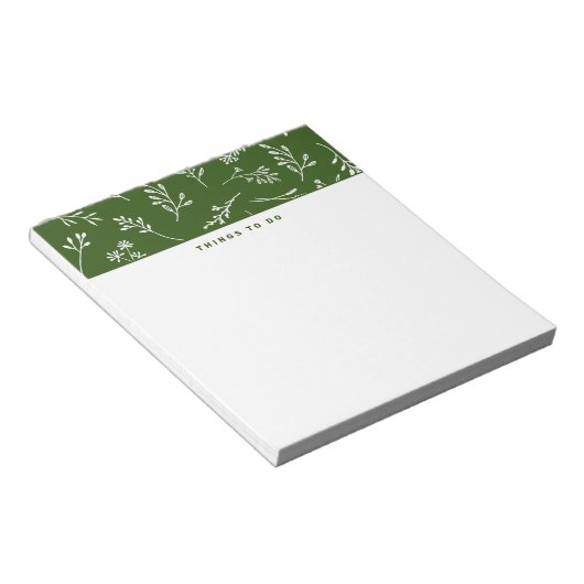 Bloc-note Les choses à faire Jolie Forêt Vert Blanc Botaniqu (Incliné)