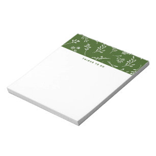 Bloc-note Les choses à faire Jolie Forêt Vert Blanc Botaniqu