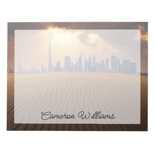 Bloc-note Les déserts | Vue Skyline de Dubaï depuis la dune (Devant)