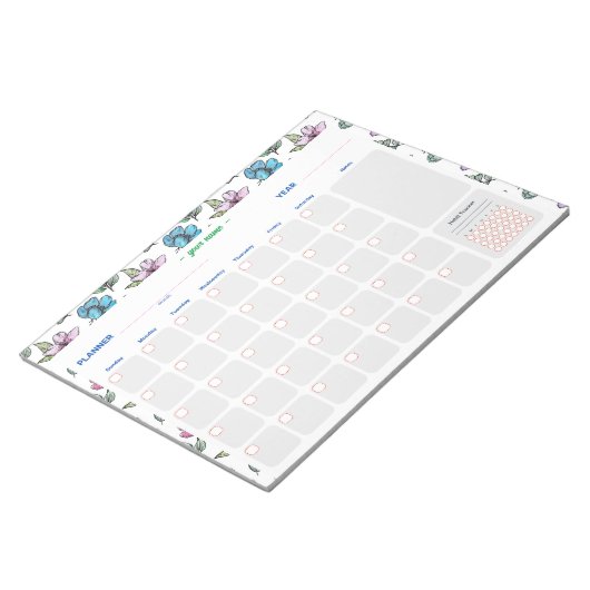 Bloc-note Les fleurs d'aquarelle personnalisent le planifica (Incliné)