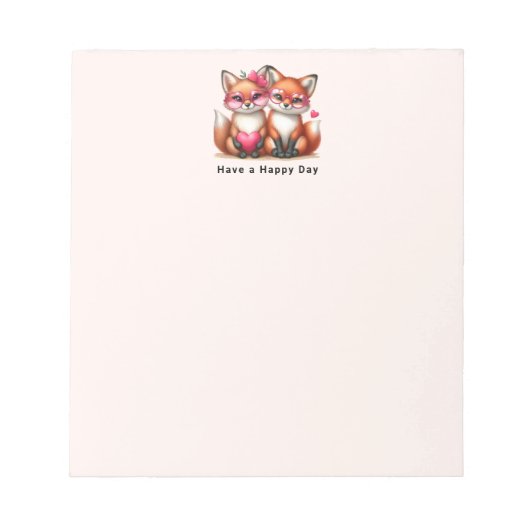 Bloc-note Les mignons renards orange en amour (Devant)