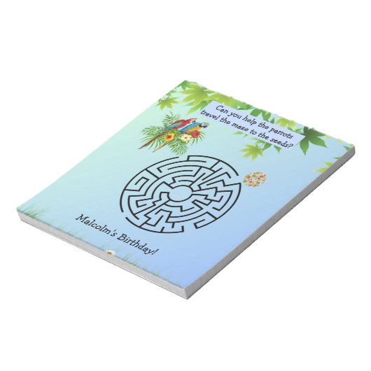 Bloc-note Les perroquets trouvent du labyrinthe de graines s (Tourné)