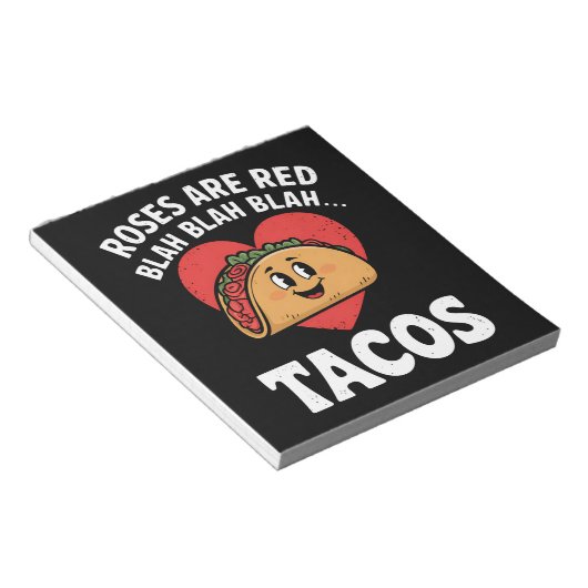 Bloc-note Les roses sont Red Blah Tacos Funny Saint Valentin (Incliné)