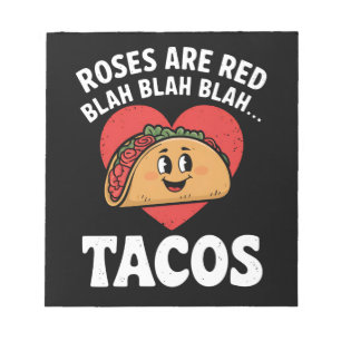 Bloc-note Les roses sont Red Blah Tacos Funny Saint Valentin