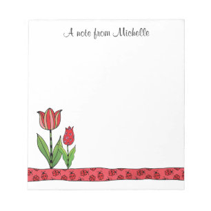 Bloc-note Les tulipes rouges ont personnalisé 5,5 x 6