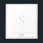 Bloc-note L'Éternel est ma partie de l'Écriture Monogramme r<br><div class="desc">Ce bloc-notes en vers de la Bible sera certainement une source d'inspiration. Ce design est composé d'un arrière - plan blanc immaculé avec une bordure rouge profonde et une typographie classique qui comprend un élégant monogramme. Quelle belle façon de se rappeler de l'espérance que seul le Christ peut donner.</div>