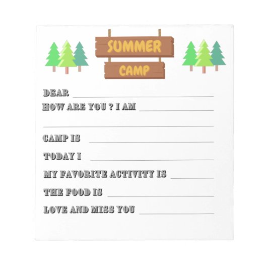 Bloc-note Letters From Camp Fill in the Blank (Devant)