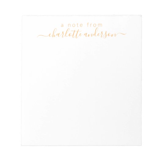 Bloc-note Lettrage de script simple en Jaune personnalisé (Devant)