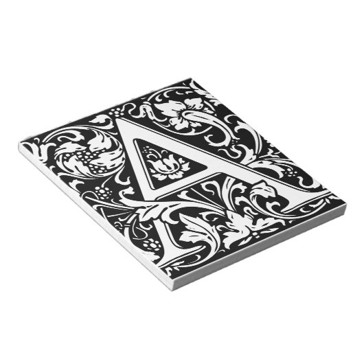 Bloc-note Lettre A Monogramme Médiéval Art Nouveau (Incliné)