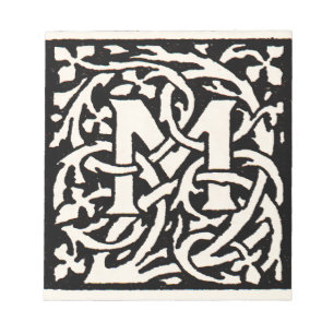 Bloc-note Lettre Art Nouveau M Monogramme Vintage
