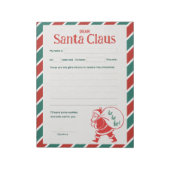Bloc-note Lettre au Père Noël - Rayure de vacances classique (Tourné)