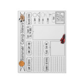 Bloc-note Lettre de camp de sport Camp d'été stationnaire (Tourné)