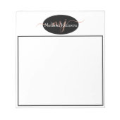 Bloc-note Lettre élégante or rose sur fond noir (Devant)