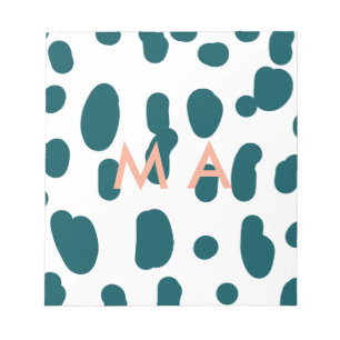 Bloc-note lettre homme monogramme pastel orange à pois bleus
