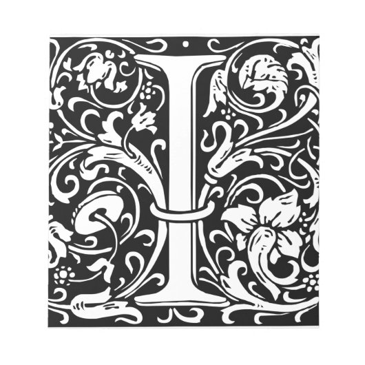 Bloc-note Lettre I Monogramme médiéval Art Nouveau (Devant)