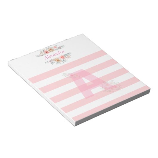 Bloc-note Lettre initiale A jolie rose Monogramme Lettre A (Incliné)