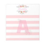 Bloc-note Lettre initiale A jolie rose Monogramme Lettre A (Devant)