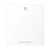 Bloc-note Lettre initiale moderne simple noir (Devant)